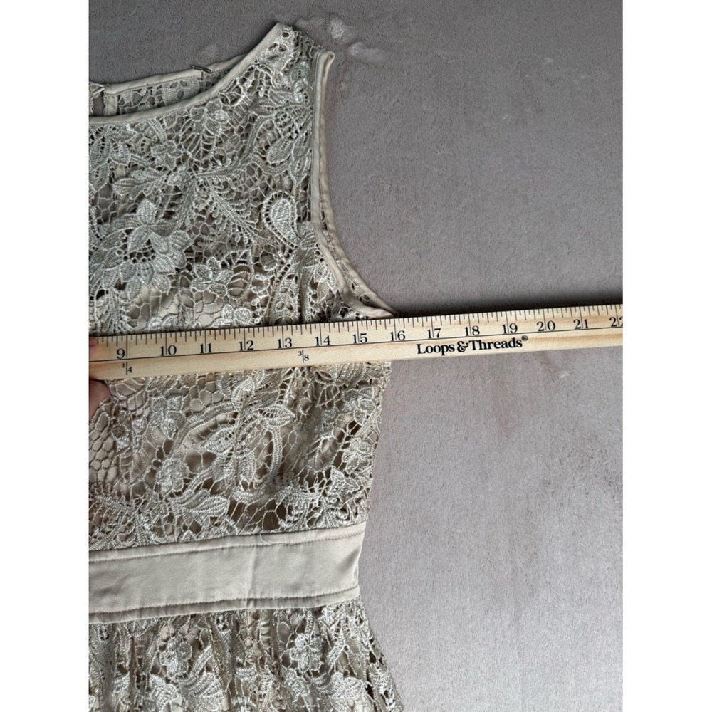 Adrianna Papell Lace Dress Ivory A-Line Sleeveless 10 Romantic Wedding Guest - Picture 7 of 14